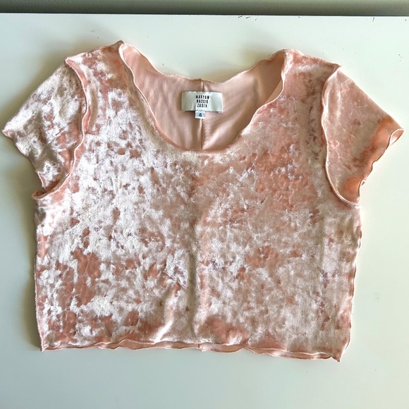 Maryam Nassir Zadeh Crushed Velvet Crop Top | Size 4 - Picture 2 of 6